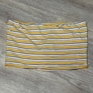 Forever 21 yellow‎ striped tube top size large NWT